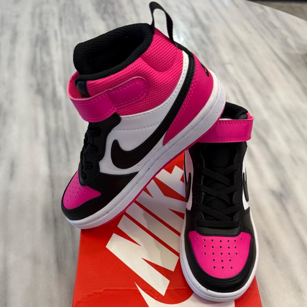 NIB Nike Kids' Pink and Black High-Top Sneakers